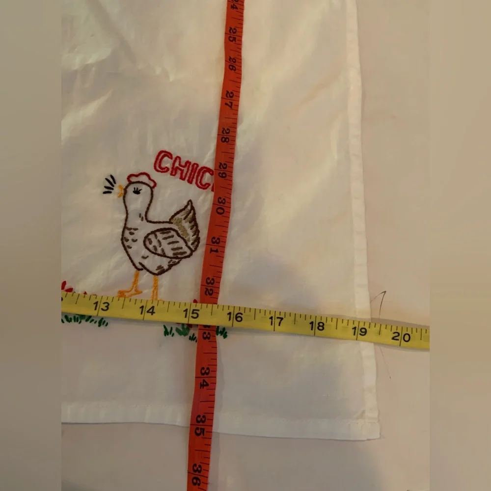Vintage Hand Embroidered Chicken Design Flour Sack Kitchen Towels Set Of 5